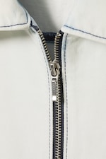 Vlekkerig blauw - Los denim overhemd met rits en korte mouwen - 1