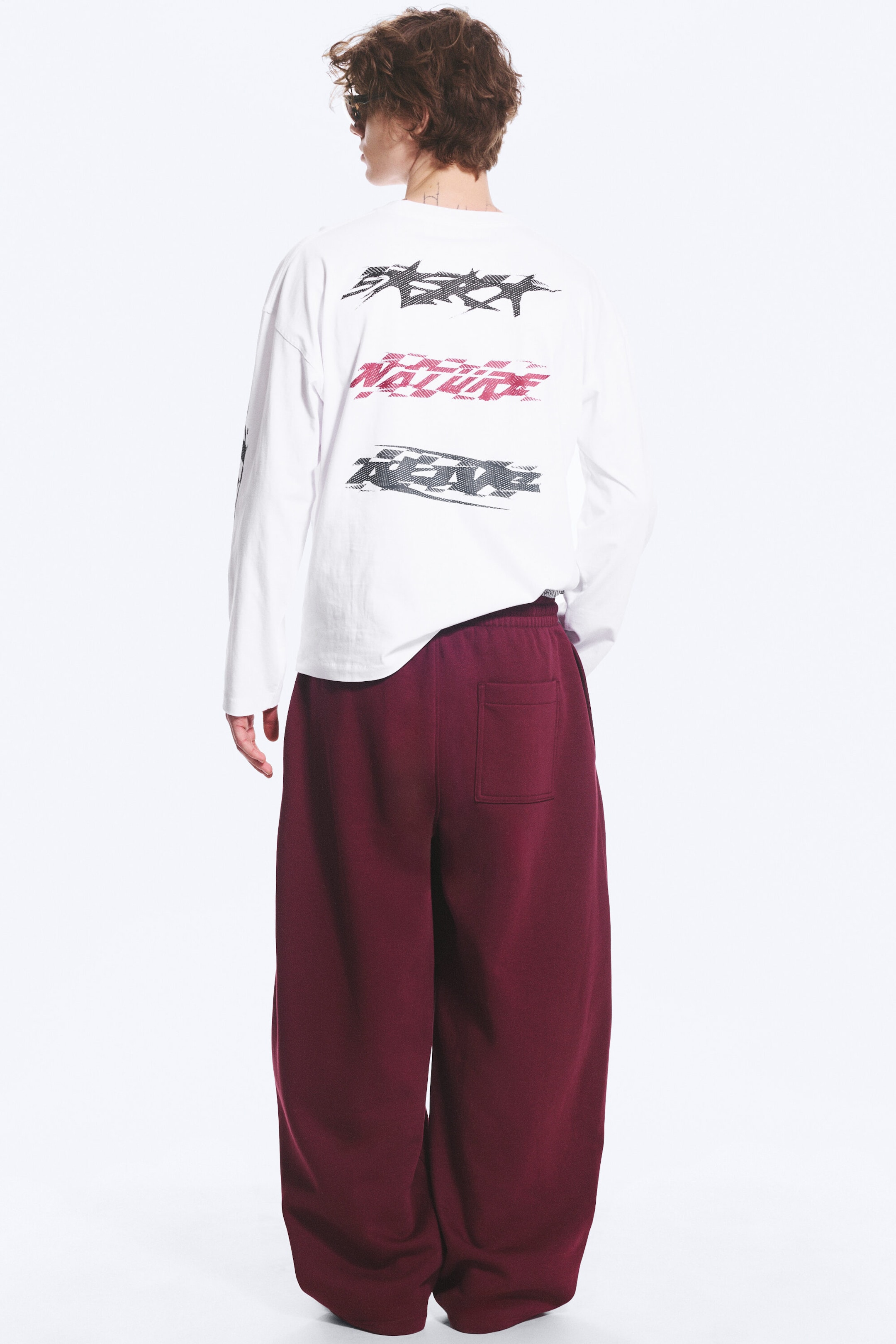 Dark Red - Loose Pleated Sweatpants - 3