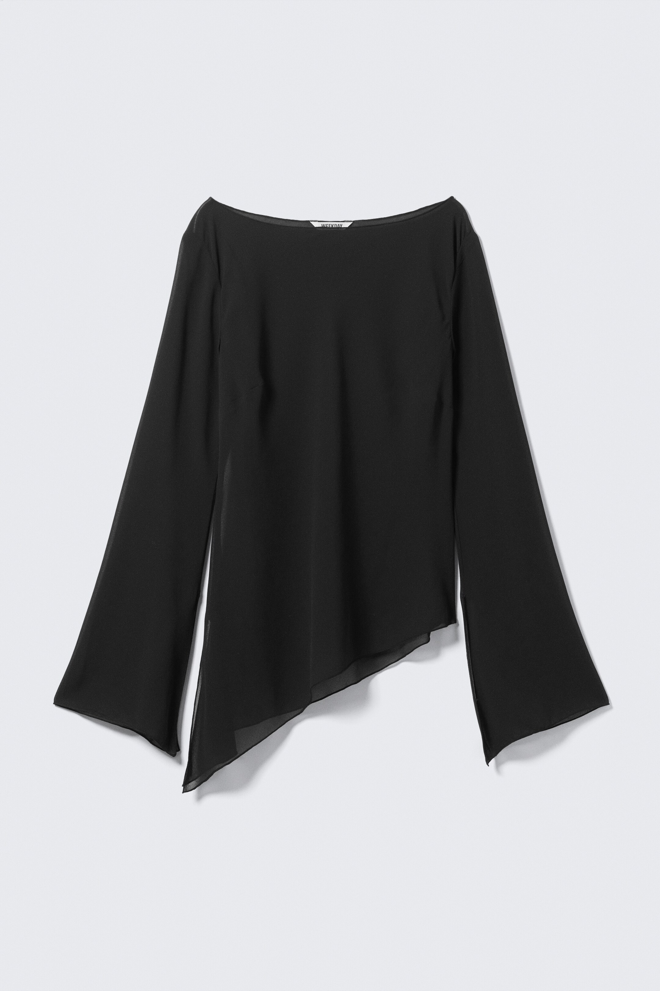 Grotere afbeelding bekijken: Doorschijnende asymmetrische blouse met lange mouwen - Zwart - DAMES | H&M NL 5