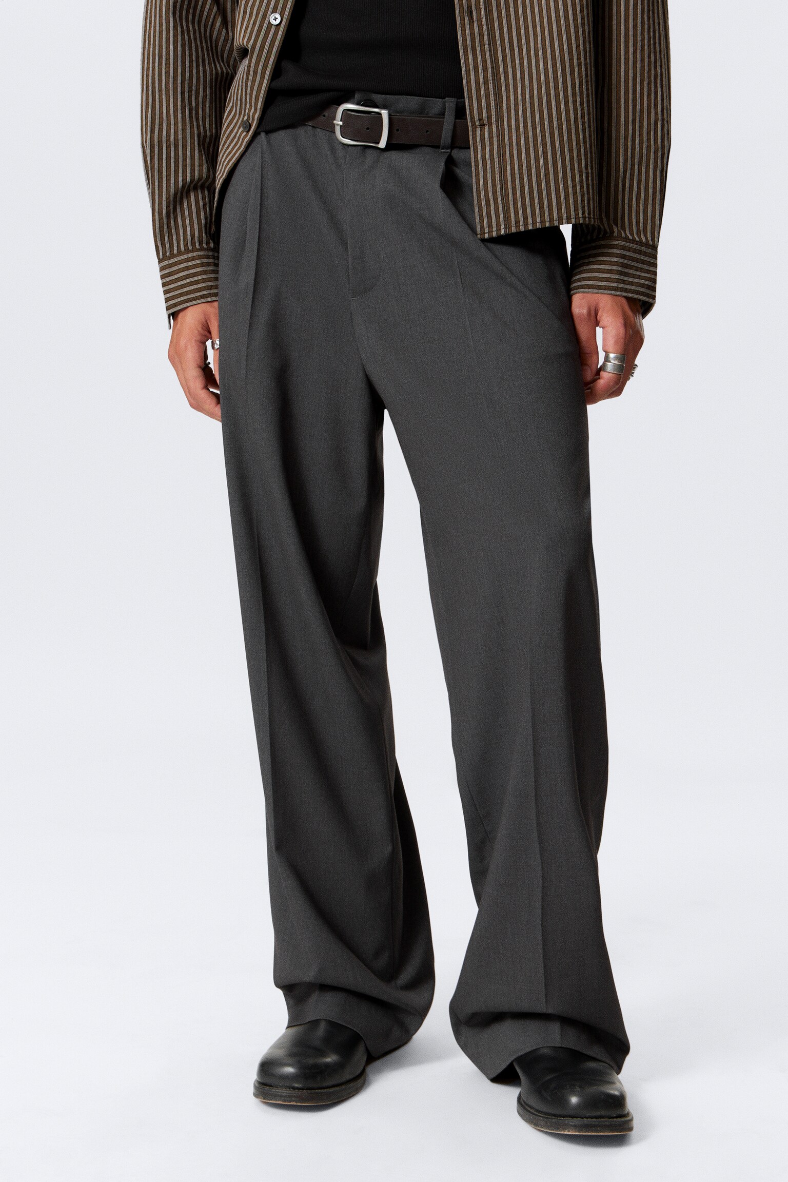 Uno Loose Suit Trousers - Dark Grey/Striped Grey/Black/Dark Brown/Beige Melange/Beige - 3