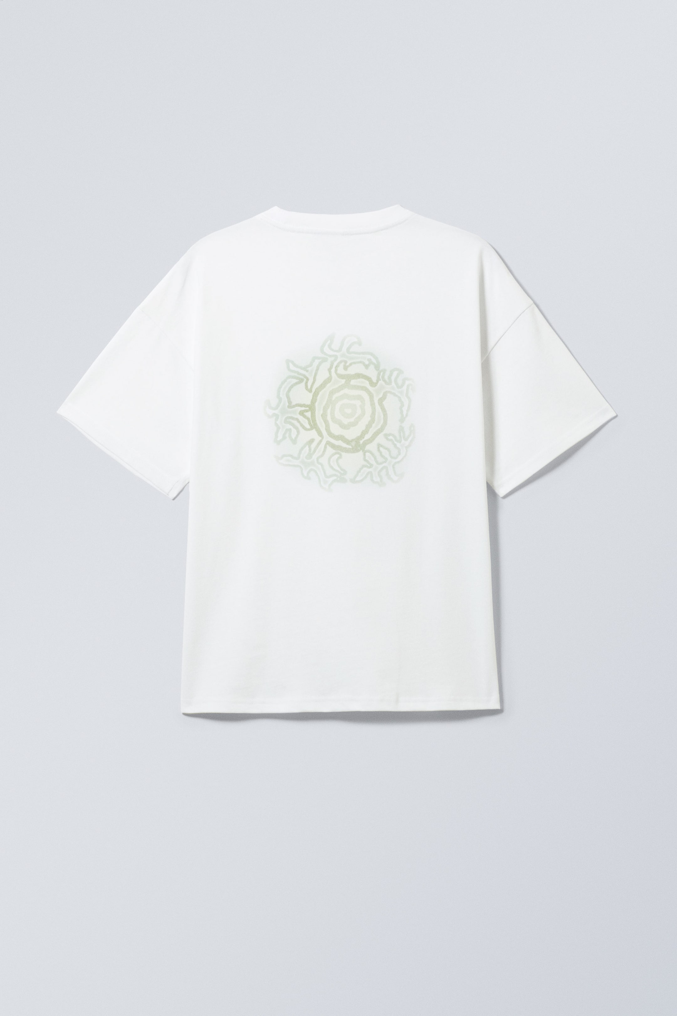 White - Green Symbol - Great Boxy Printed Graphic Tee - 1