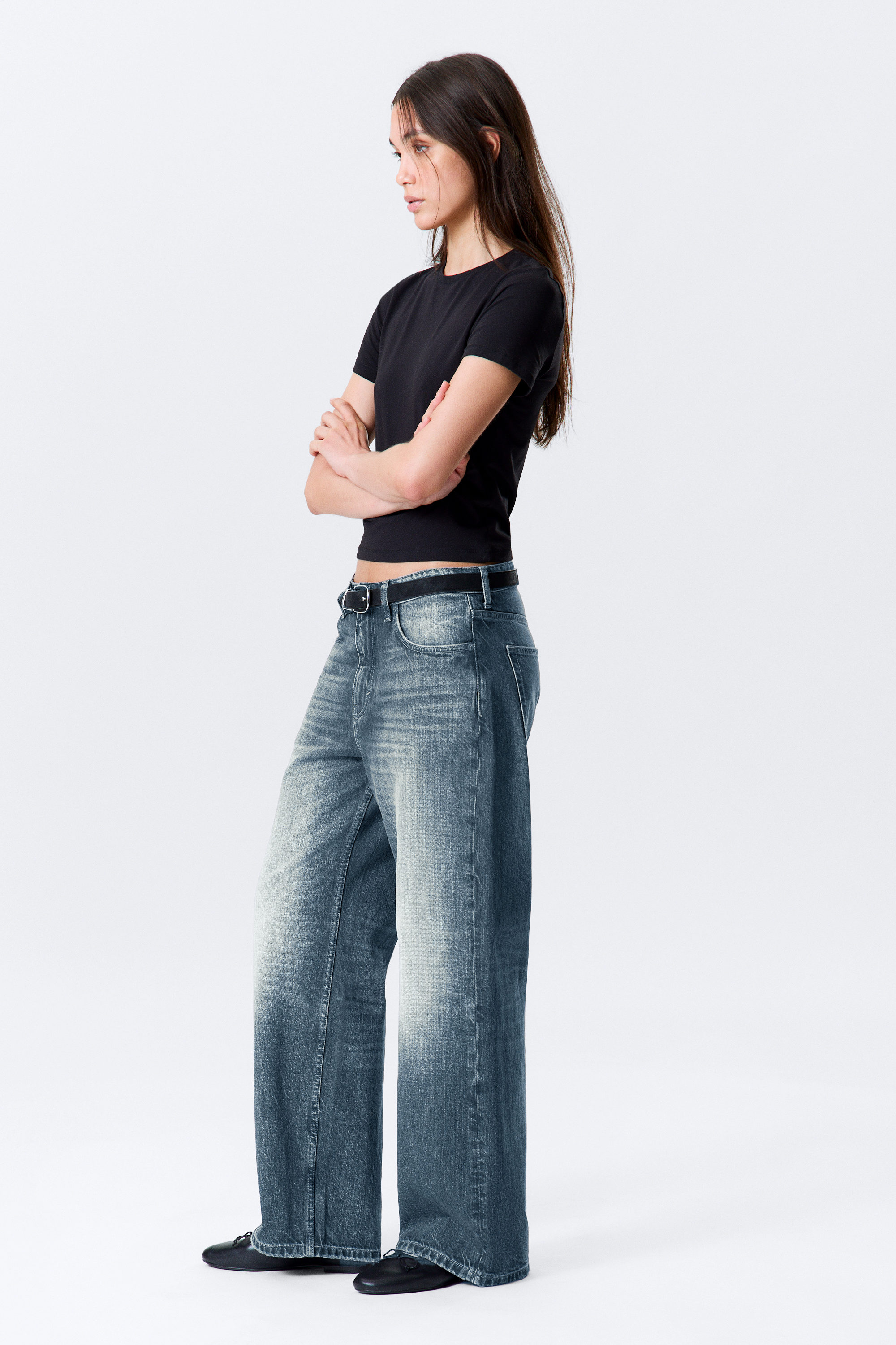 Mountain Blue - Mittelblau - Missy Low Rise Loose Straight Leg Jeans - 2