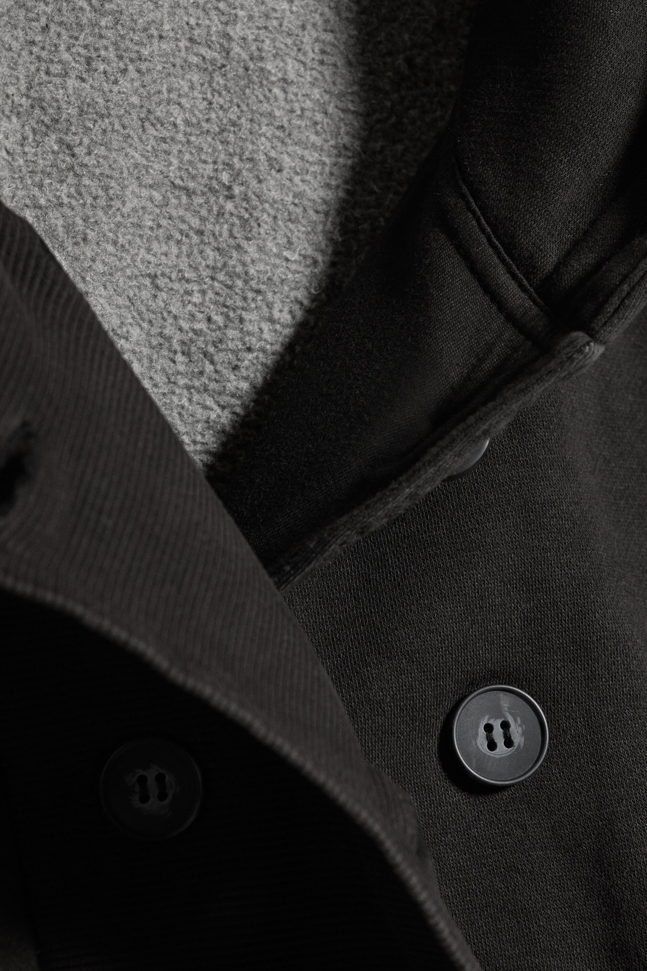 Zwart - Oversized Double-Breasted Hoodie - 5