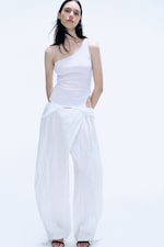 White - Baggy wrap trouser - 0