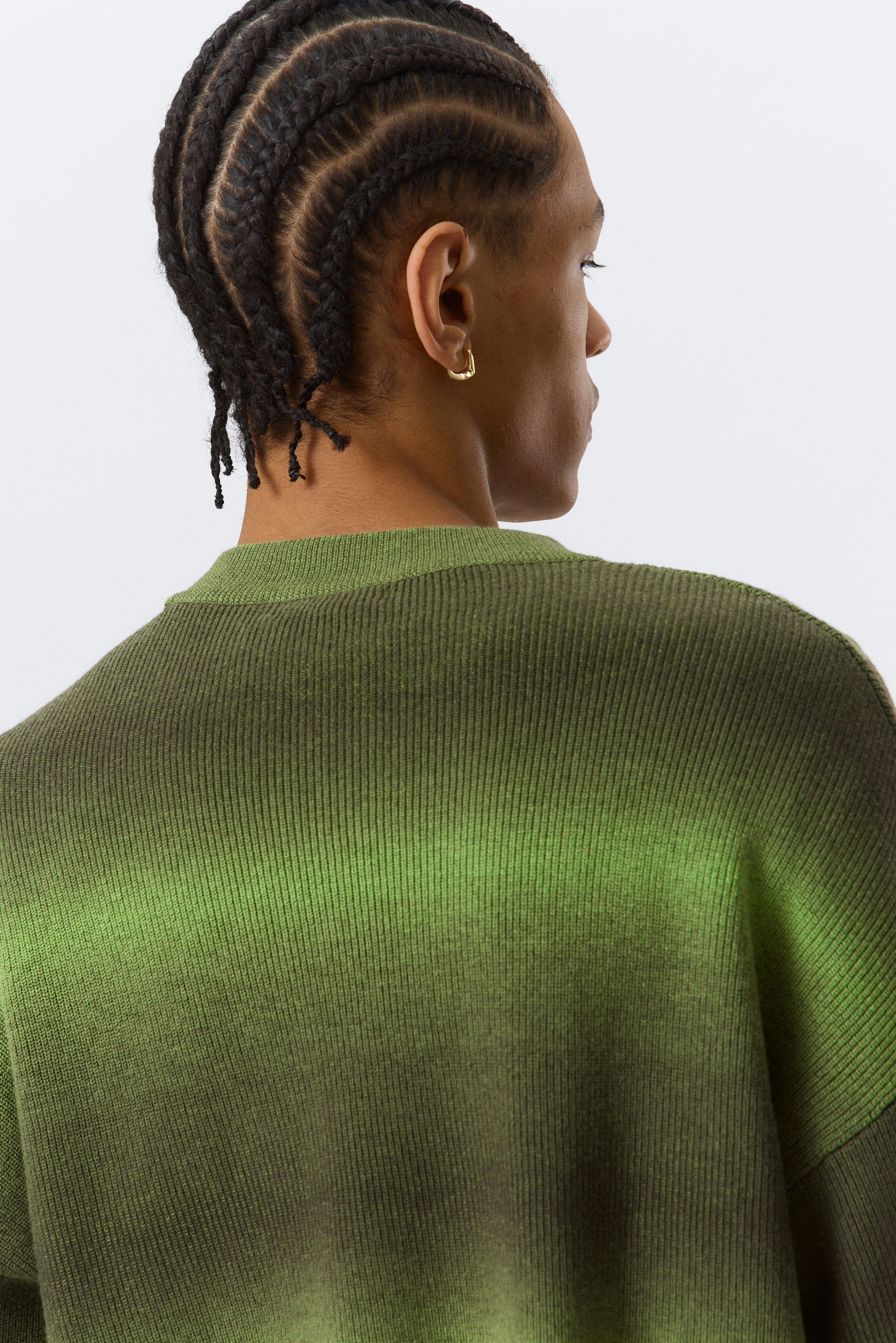 relaxed space-dyed knitted cotton sweater - Green Space-Dye