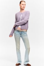 Lila - Borstad stickad cardigan med knappar - 1