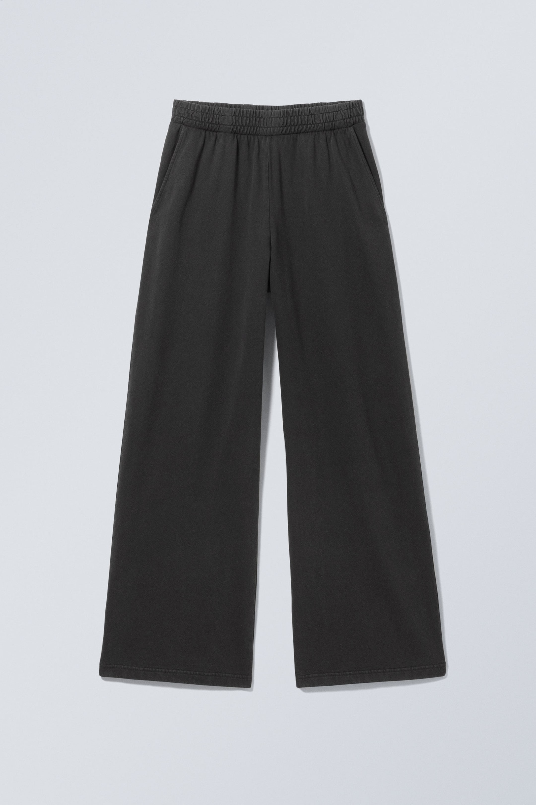 Washed Dark Grey - Loose Straight Terry Sweatpants - 1