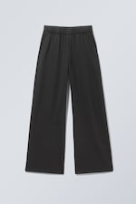 Washed Dark Grey - Loose Straight Terry Sweatpants - 0