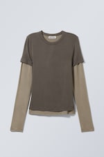Dark Mole - Slim Double-Layered Long-Sleeved T-shirt - 0