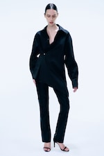 Off-black - Cross-buttoned Expand Shirt - 1