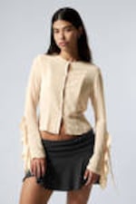 Beige - Blouse met ruches en lange mouwen - 0