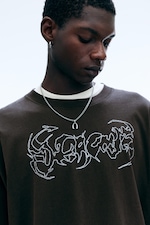 Dark Brown - Oversized Graphic Long-sleeve - 1