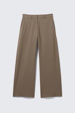 Striped Dark Mole - Low-Waisted Loose Fit Suit Trousers - 0