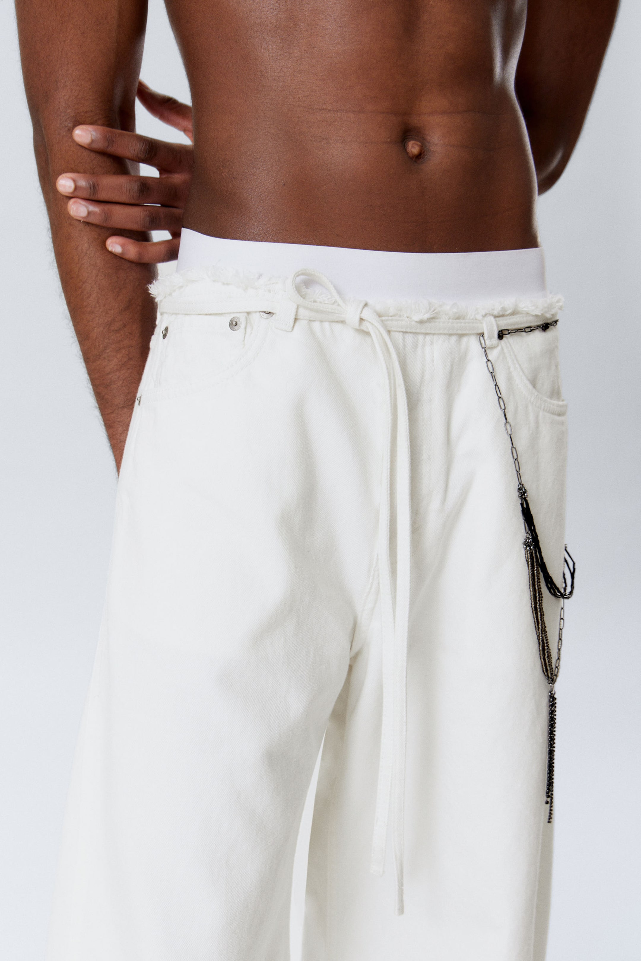 Weiß - Denim-Hose "Motion" mit niedrigem Bund - 3