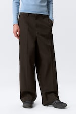 Dark Brown - Emil Loose Fit Chino Trousers - 2