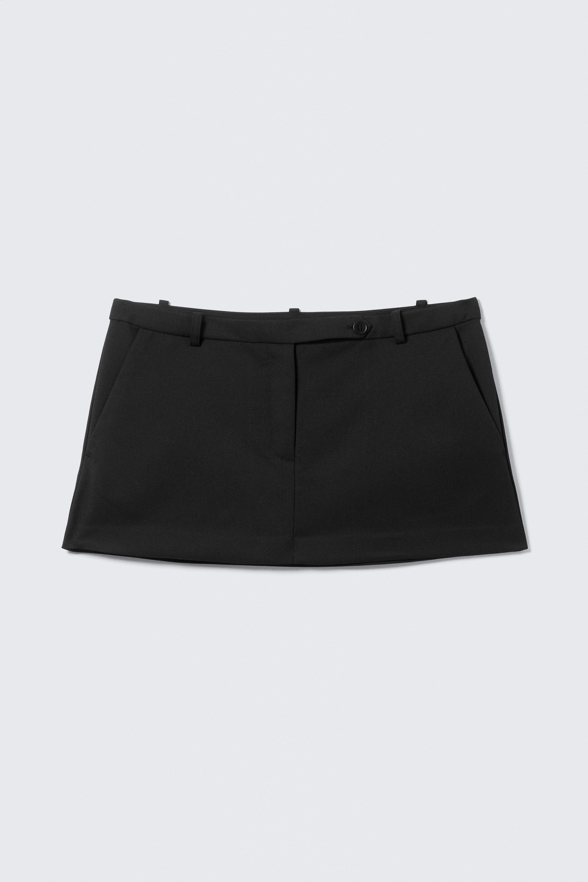 Black - Low Rise Slim Mini Suiting Skirt - 3