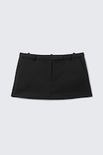 Black - Low Rise Slim Mini Suiting Skirt - 3