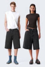 Tuned Black - Astro Denim Loose Baggy Shorts - 0