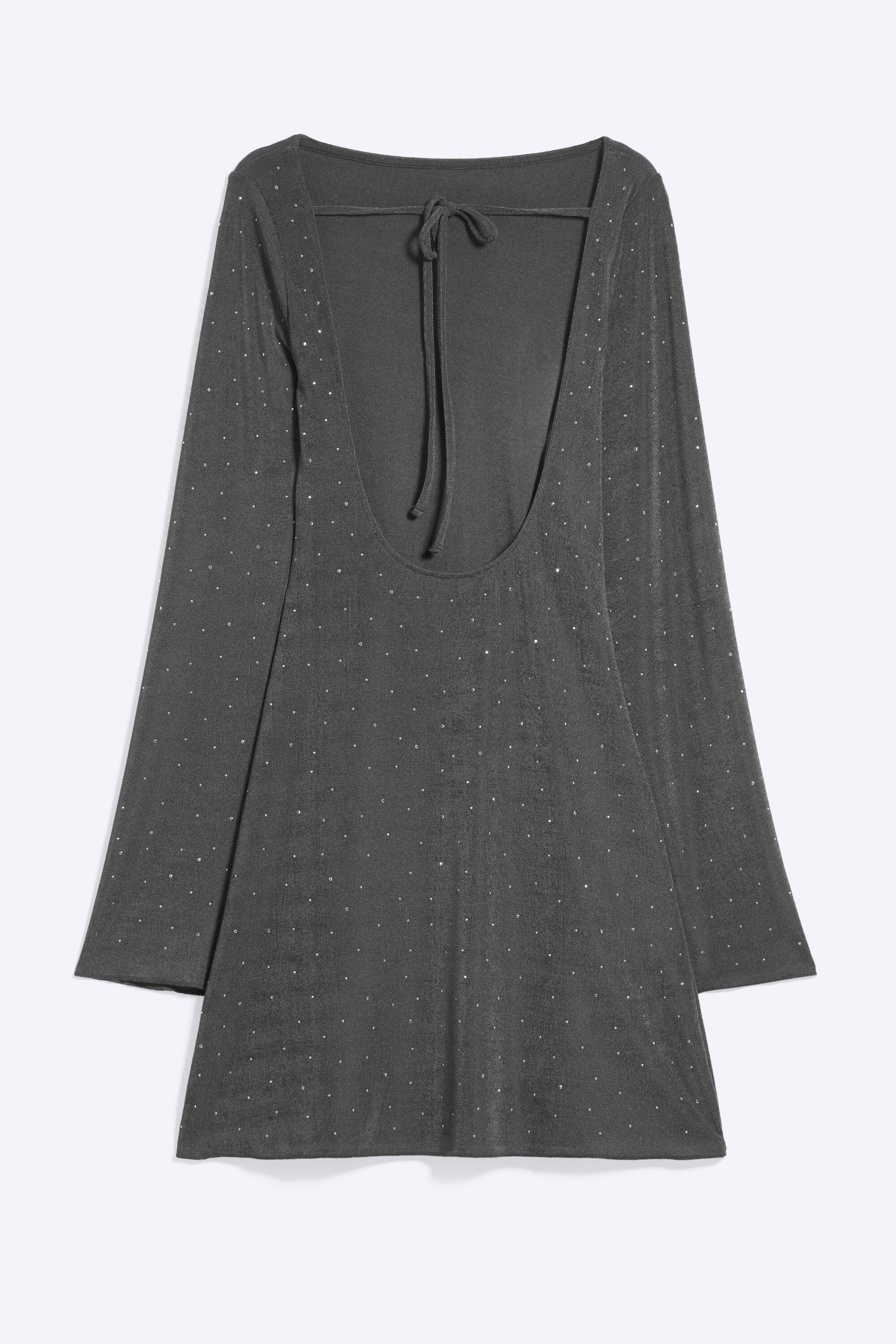 Dunkelgrau - Strass-Minikleid mit offenem Rücken - 4