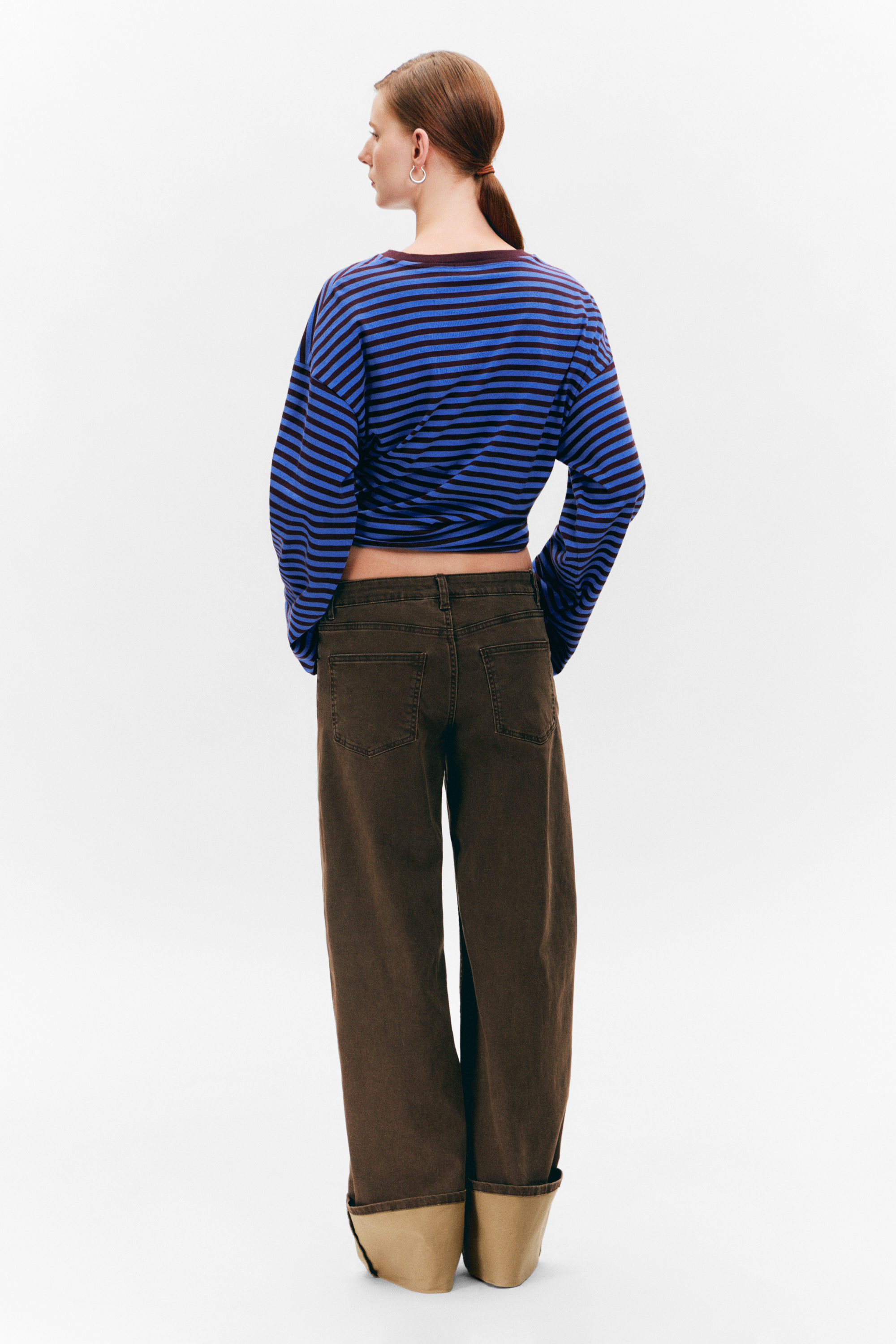 Dark Brown - Spice Low Rise Fold-Up Twill Trousers - 2