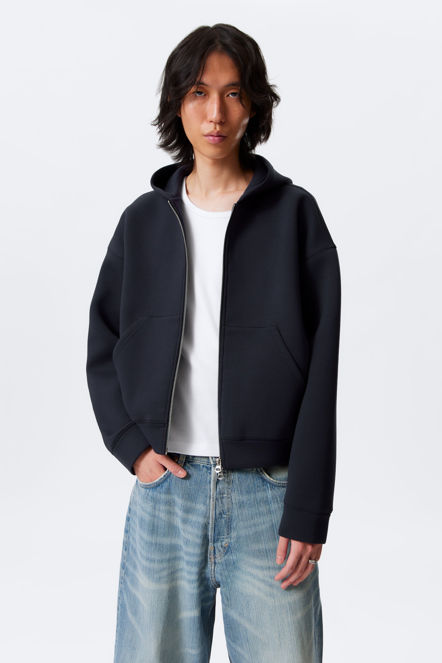 Sweat à capuche zippé en scuba Simon - Bleu foncé/Noir/Gris chiné/Marron foncé/Vert foncé - 6