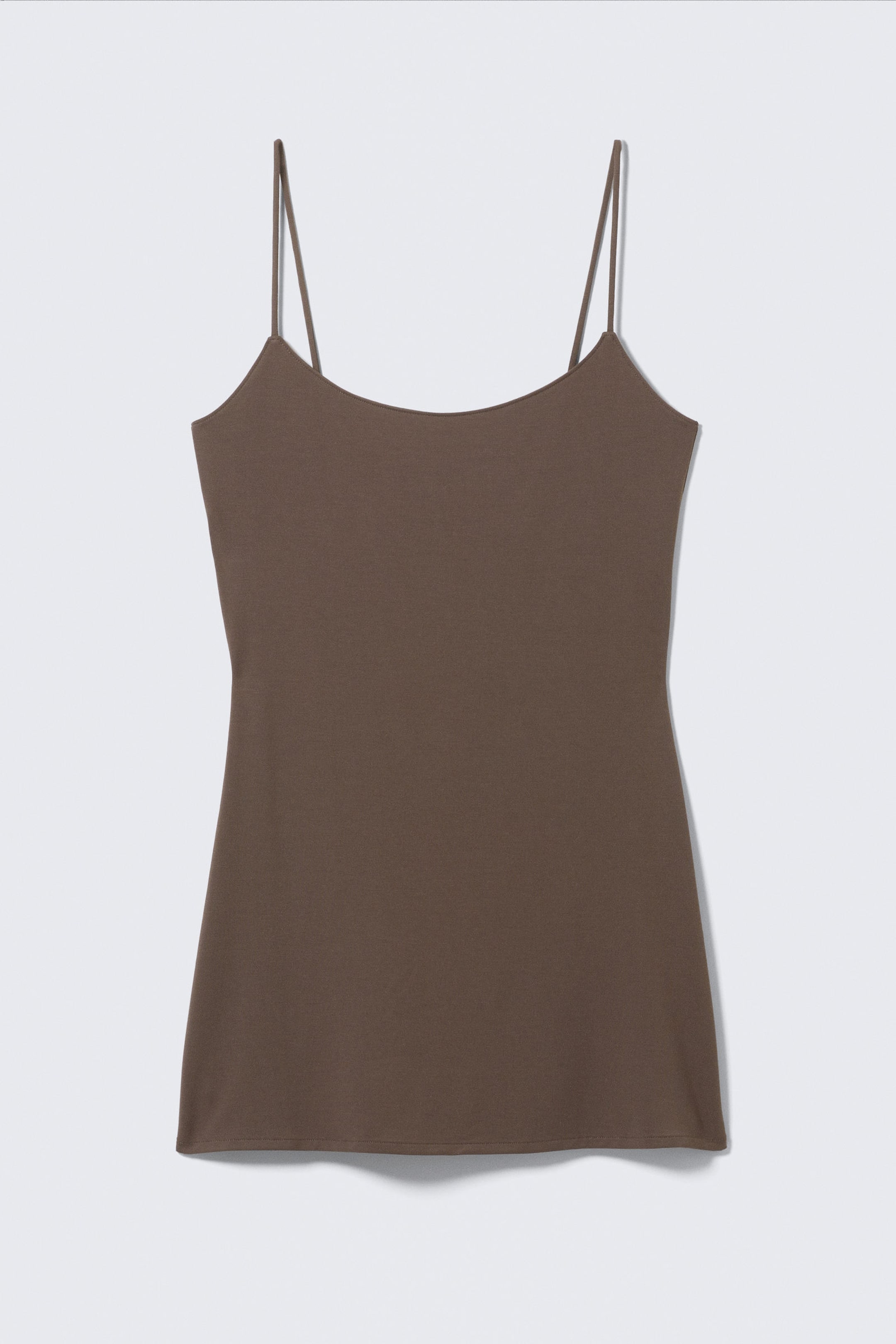 Dark Brown - Strappy Mini Slip Dress - 4
