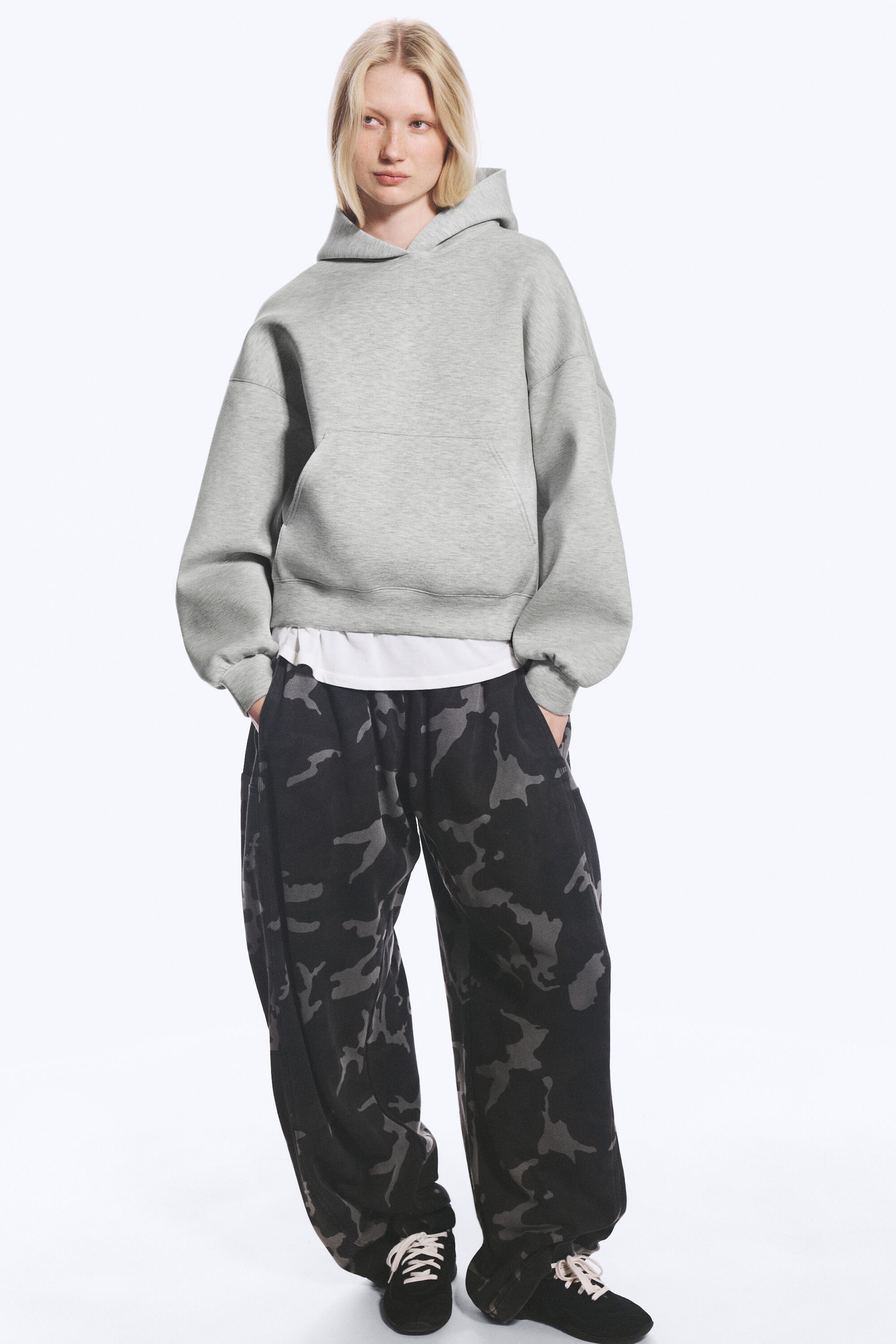 Light Grey - Oversized Scuba Hoodie - 2
