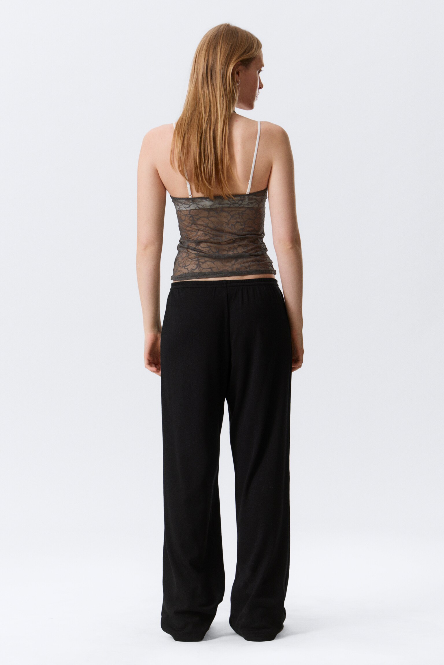 Mid Rise Relaxed Pyjama Trousers - Black/Grey Melange - 3