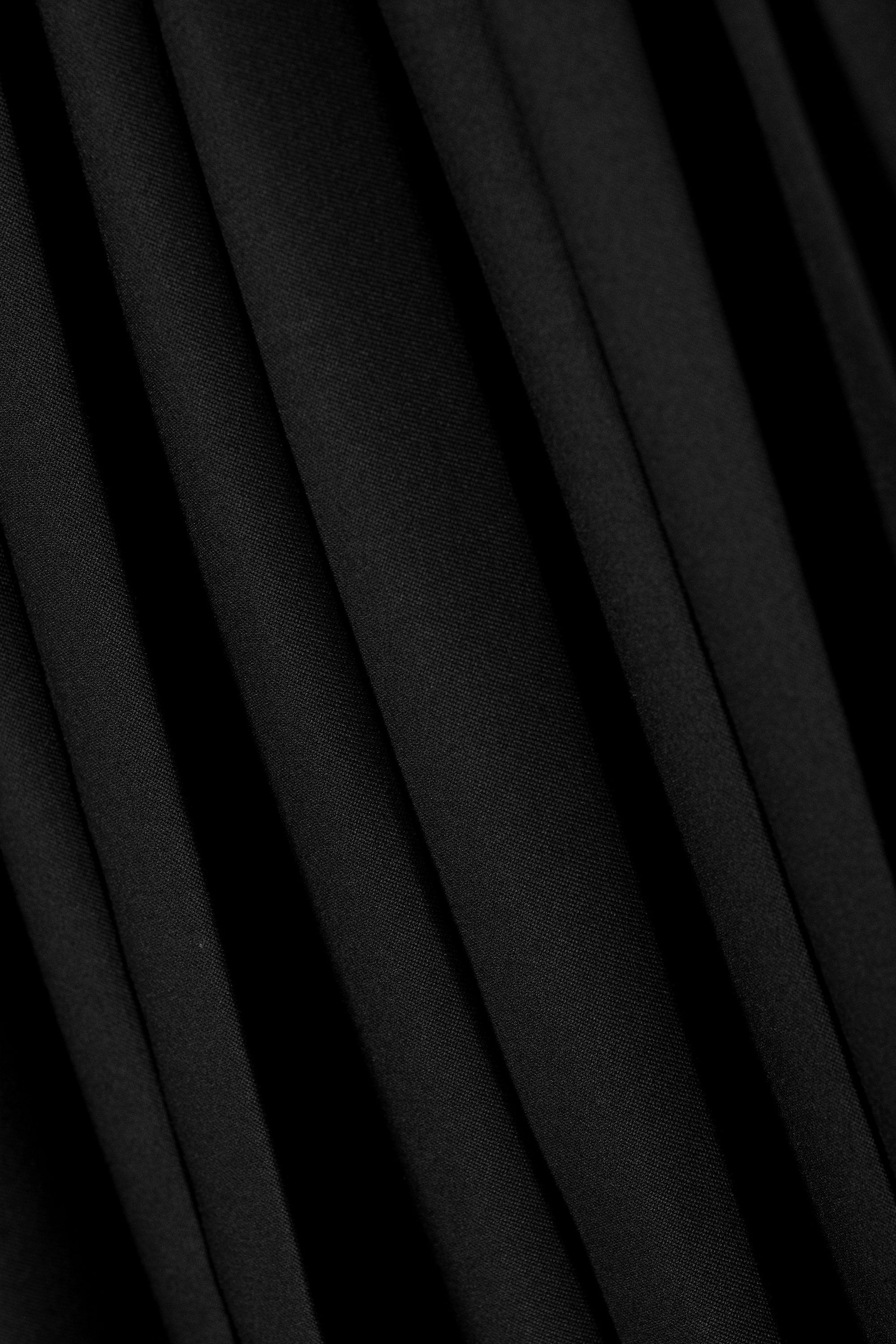 Black - Pleated Low Rise Midi Skirt - 4