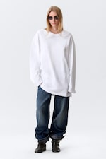 White - Oversized Long-Sleeved T-shirt Dress - 0