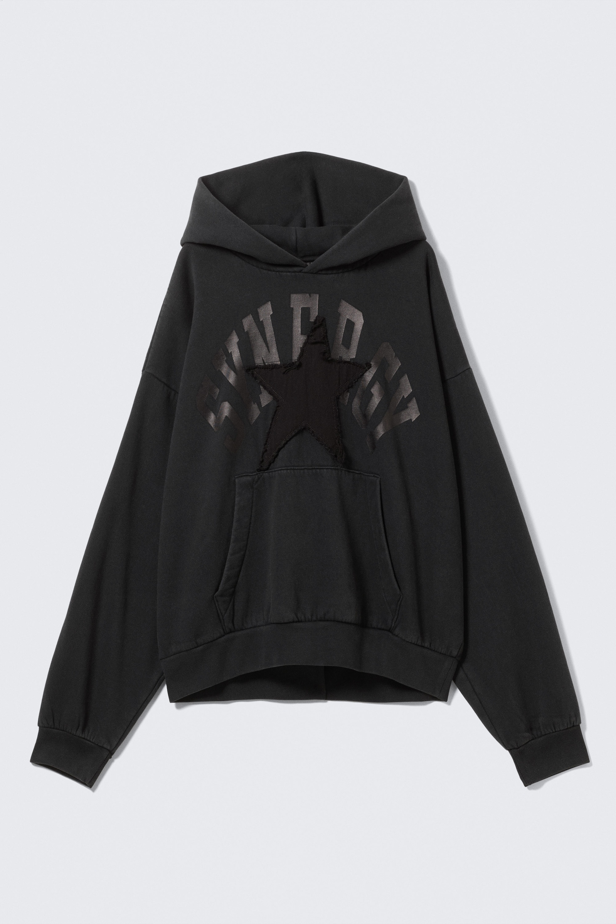 Schwarz - "Synergy" - Quadratischer Graphic-Hoodie mit lockerer Passform - 4