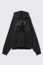 Schwarz - "Synergy" - Quadratischer Graphic-Hoodie mit lockerer Passform - 4