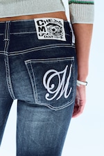 Marble Blue - Dark Blue - Fancy Booty Bei Low Rise Skinny Bootcut Jeans - 3