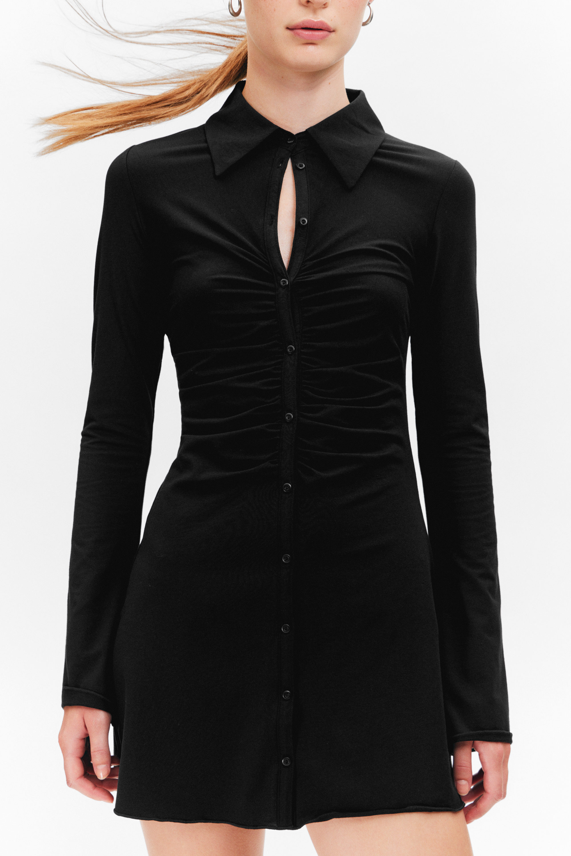 Schwarz - Langarmkleid - 2