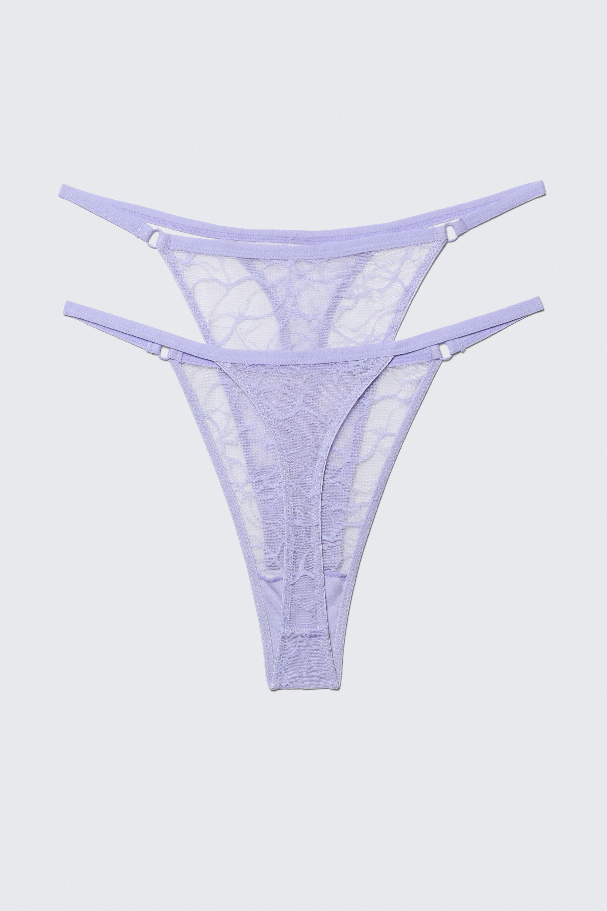 Light Lilac - 2-pack Swirly Lace Tanga Thongs - 2