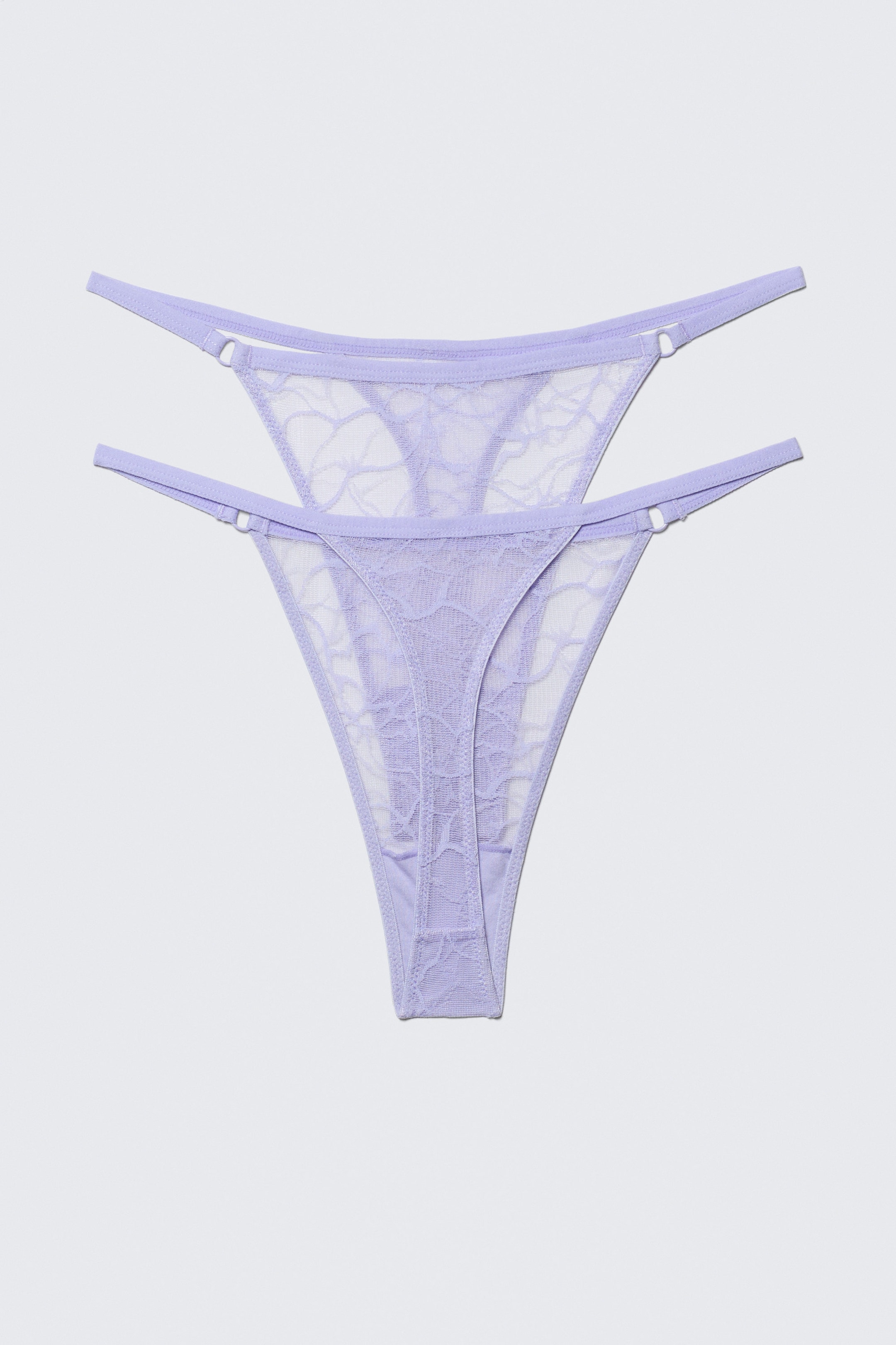 Light Lilac - 2-pack Swirly Lace Tanga Thongs - 2
