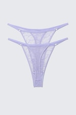Helllila - 2er-Pack Tangas aus wirbeliger Spitze - 1