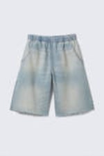 Port Blue - Light Blue - Saturn Loose Fit Pull-On Denim Shorts - 5