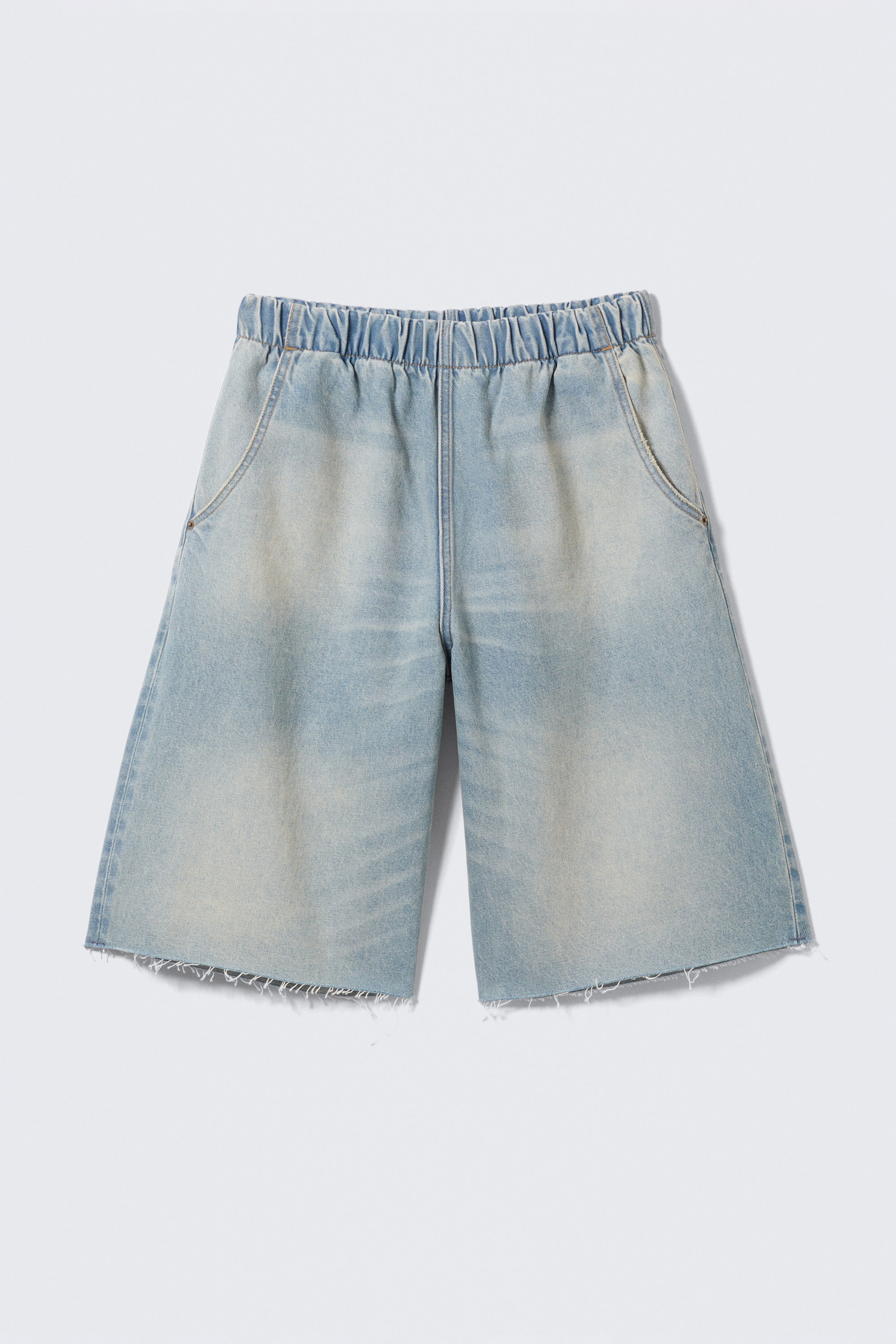 Port Blue - Light Blue - Saturn Loose Fit Pull-On Denim Shorts - 1