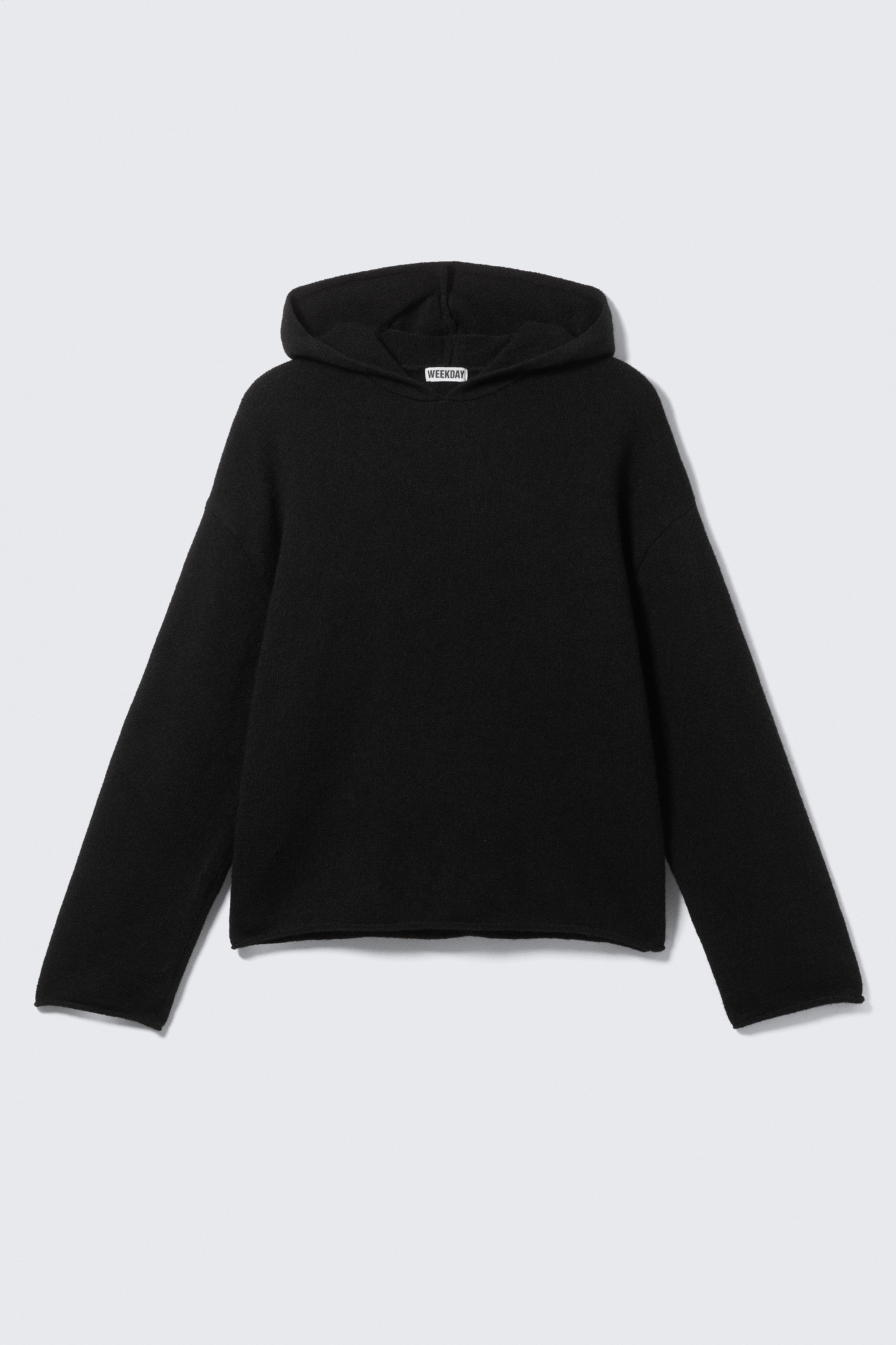 Black - Relaxed Knitted Hoodie - 1