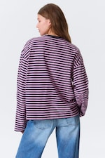 Marineblauw/roze gestreept - Katoenen T-shirt met lange mouwen - 2