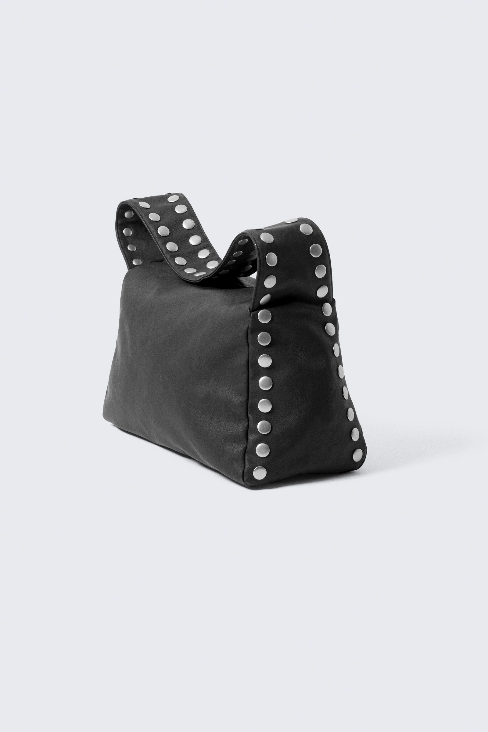 studded faux leather shoulder bag - Black | Monki EU