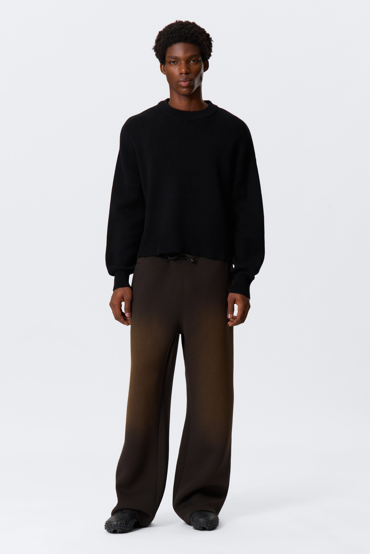 Camisola de Malha Boxy e Descontraída - Preto/Bege - 3