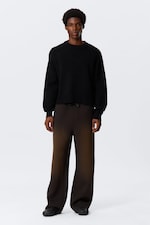 Black - Relaxed Boxy Knitted Sweater - 1