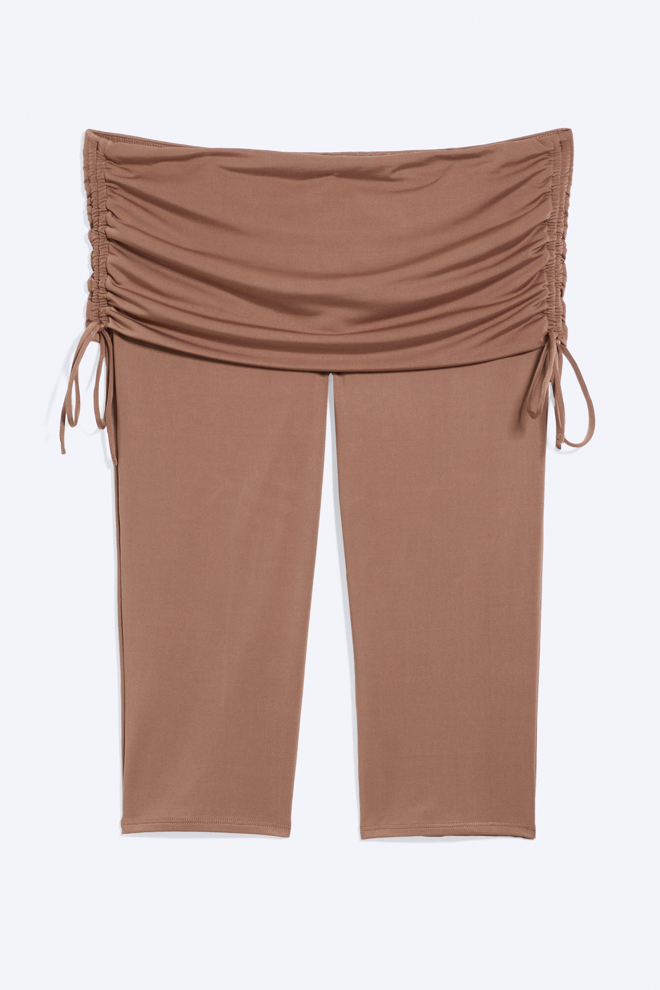 Dusty Brown - Ruched Regular Capri Pants - 1