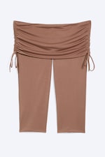 Dusty Brown - Ruched Regular Capri Pants - 0