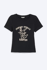 Noir - Bunny - Mini T-shirt graphique ajusté - 0