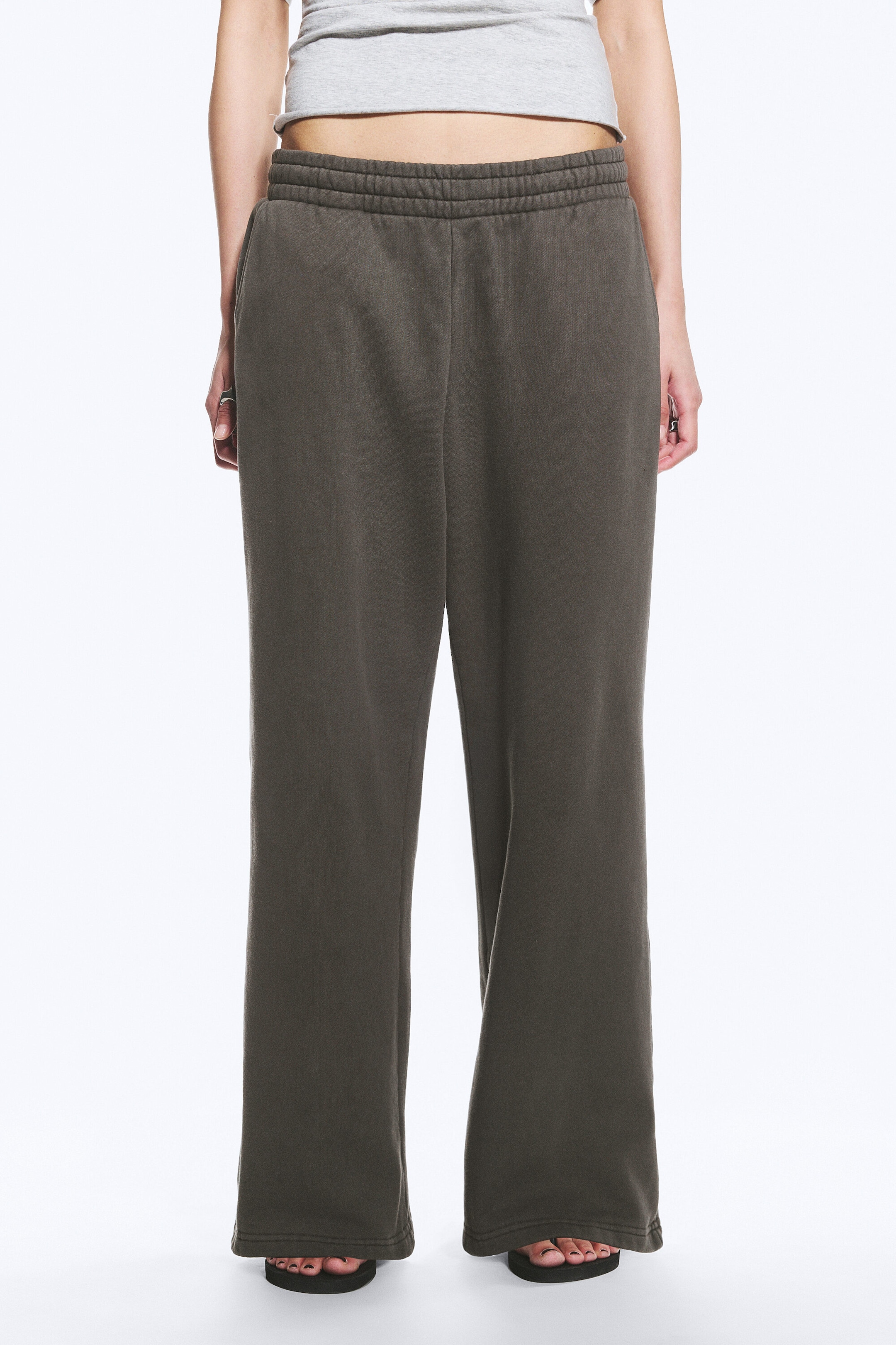 Gewaschenes Dunkelgrau - Lange, schwere Sweatpants in lockerer Passform - 2