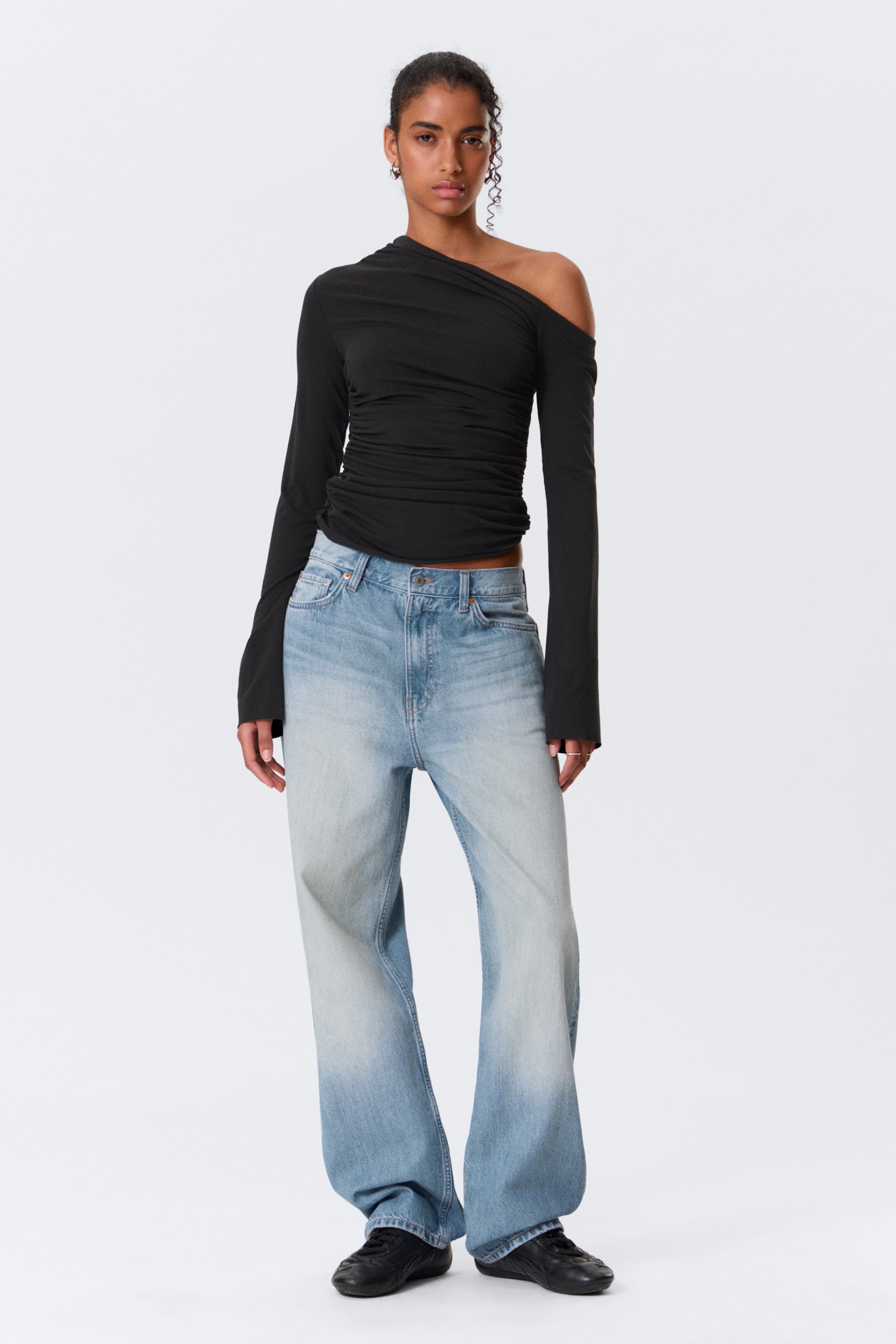 Black - Drape Asymmetric Lyocell Top - 1