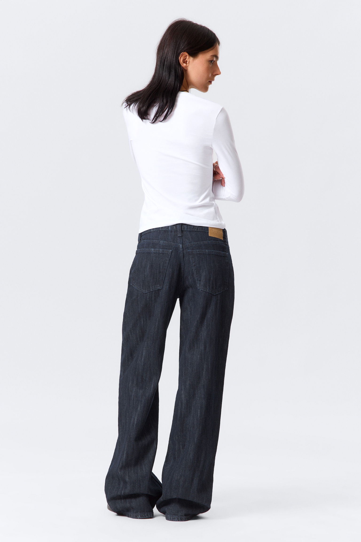 Ample Mid Rise Loose Wide Leg Jeans - Slub Rinse - Azul oscuro - 10